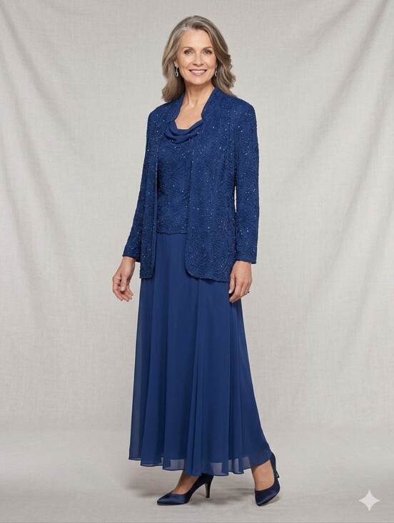 Alex Evenings Dresses & Skirts - Alex Evenings Sapphire Blue Beaded Evening Jacket Set